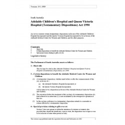 Adelaide Childrens Hospital and Queen Victoria Hospital (Testamentary Dispositions) Act 1990