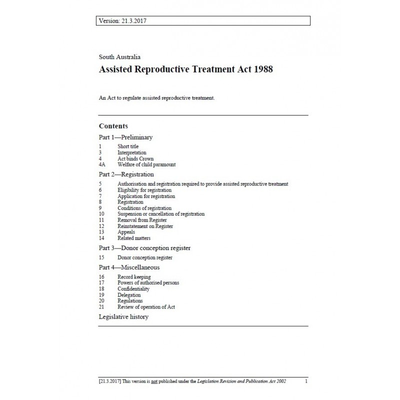 Assisted Reproductive Treatment Act 1988