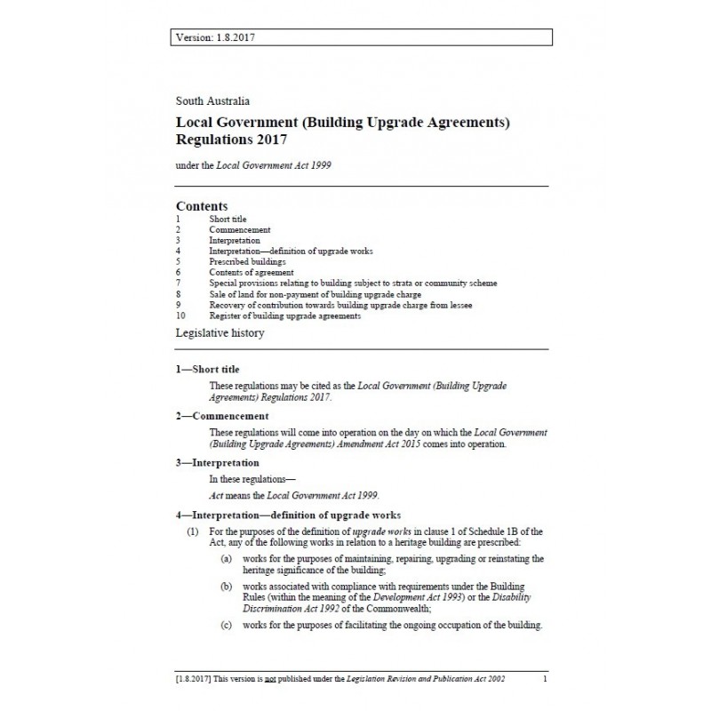 Local Government (Building Upgrade Agreements) Regulations 2017