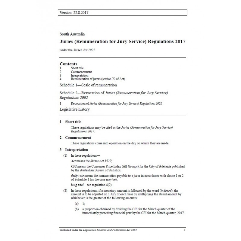 Juries (Remuneration for Jury Service) Regulations 2017