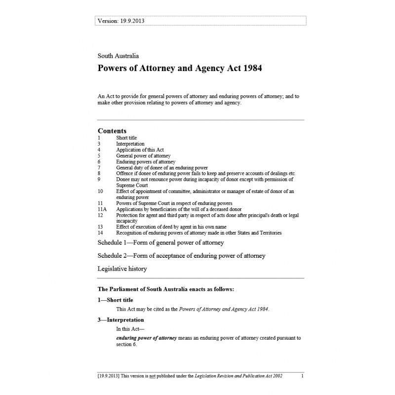 Powers of Attorney and Agency Act 1984