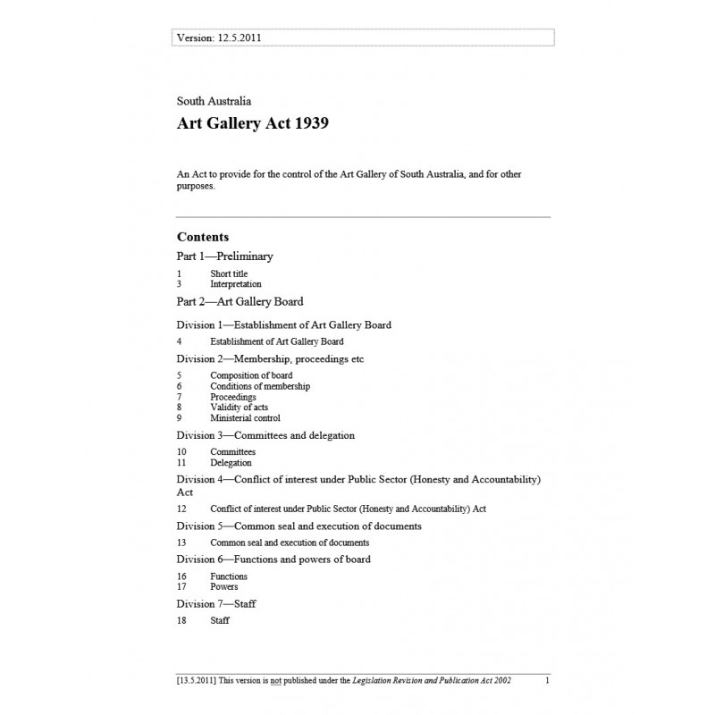 Art Gallery Act 1939