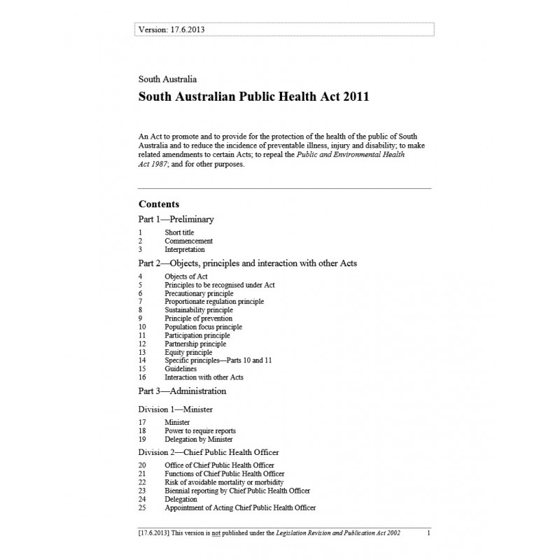 South Australian Public Health Act 2011